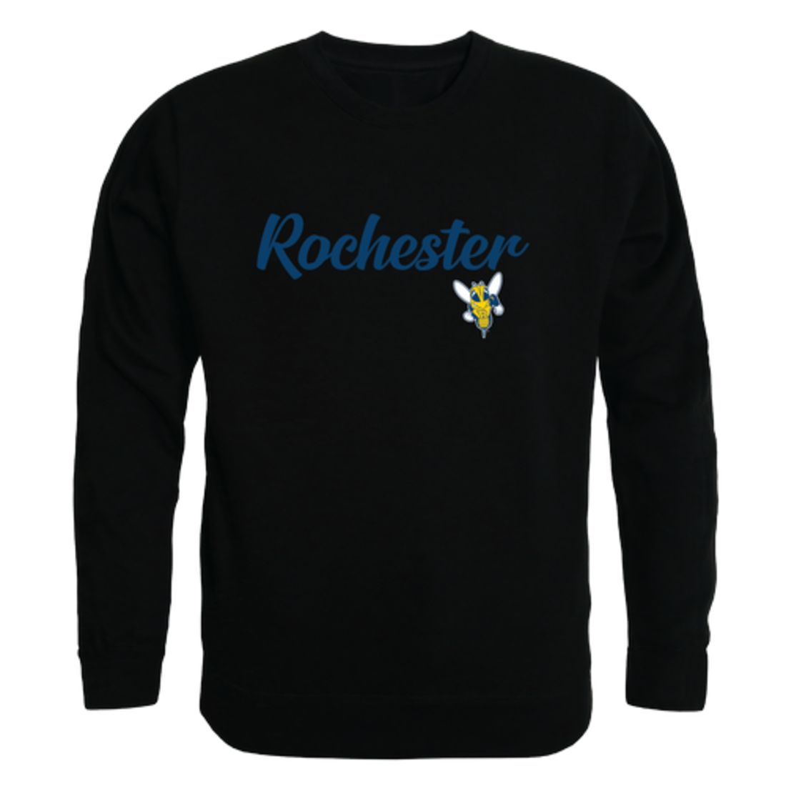 University of Rochester Yellowjackets Script Crewneck Pullover Sweatshirt Sweater Black-Campus-Wardrobe