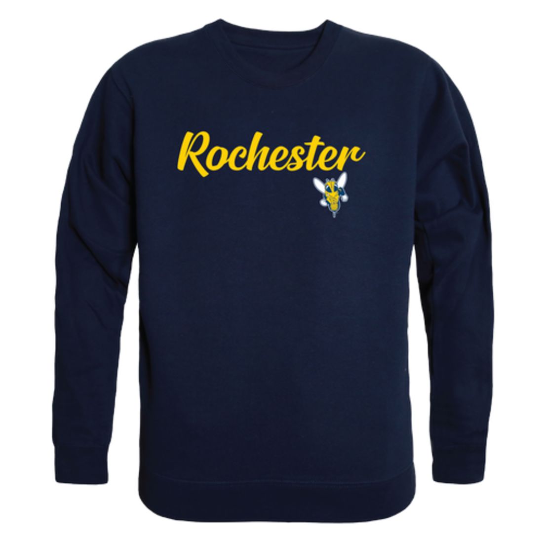 University of Rochester Yellowjackets Script Crewneck Pullover Sweatshirt Sweater Black-Campus-Wardrobe