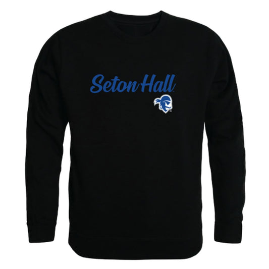 SHU Seton Hall University Pirates Script Crewneck Pullover Sweatshirt Sweater Black-Campus-Wardrobe