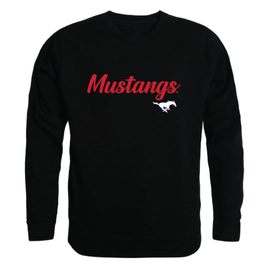 SMU Southern Methodist University Mustangs Script Crewneck Pullover Sweatshirt Sweater Black-Campus-Wardrobe