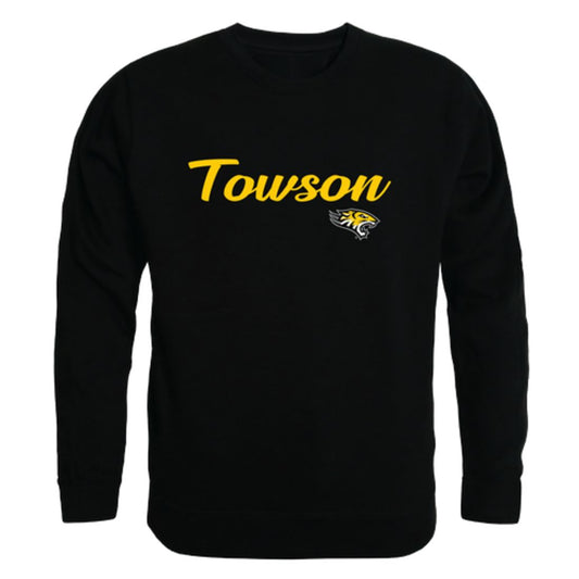 TU Towson University Tigers Script Crewneck Pullover Sweatshirt Sweater Black-Campus-Wardrobe