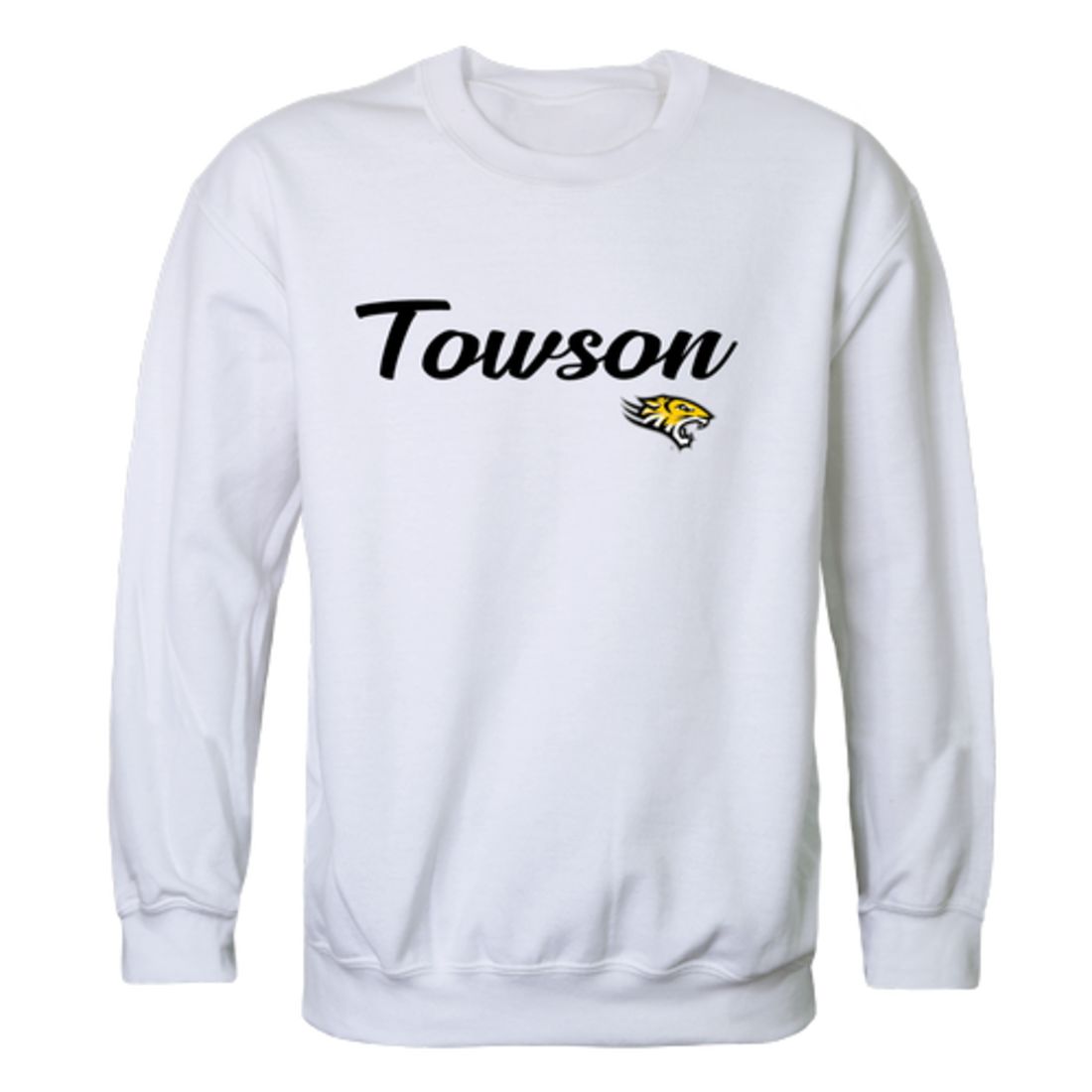 TU Towson University Tigers Script Crewneck Pullover Sweatshirt Sweater Black-Campus-Wardrobe