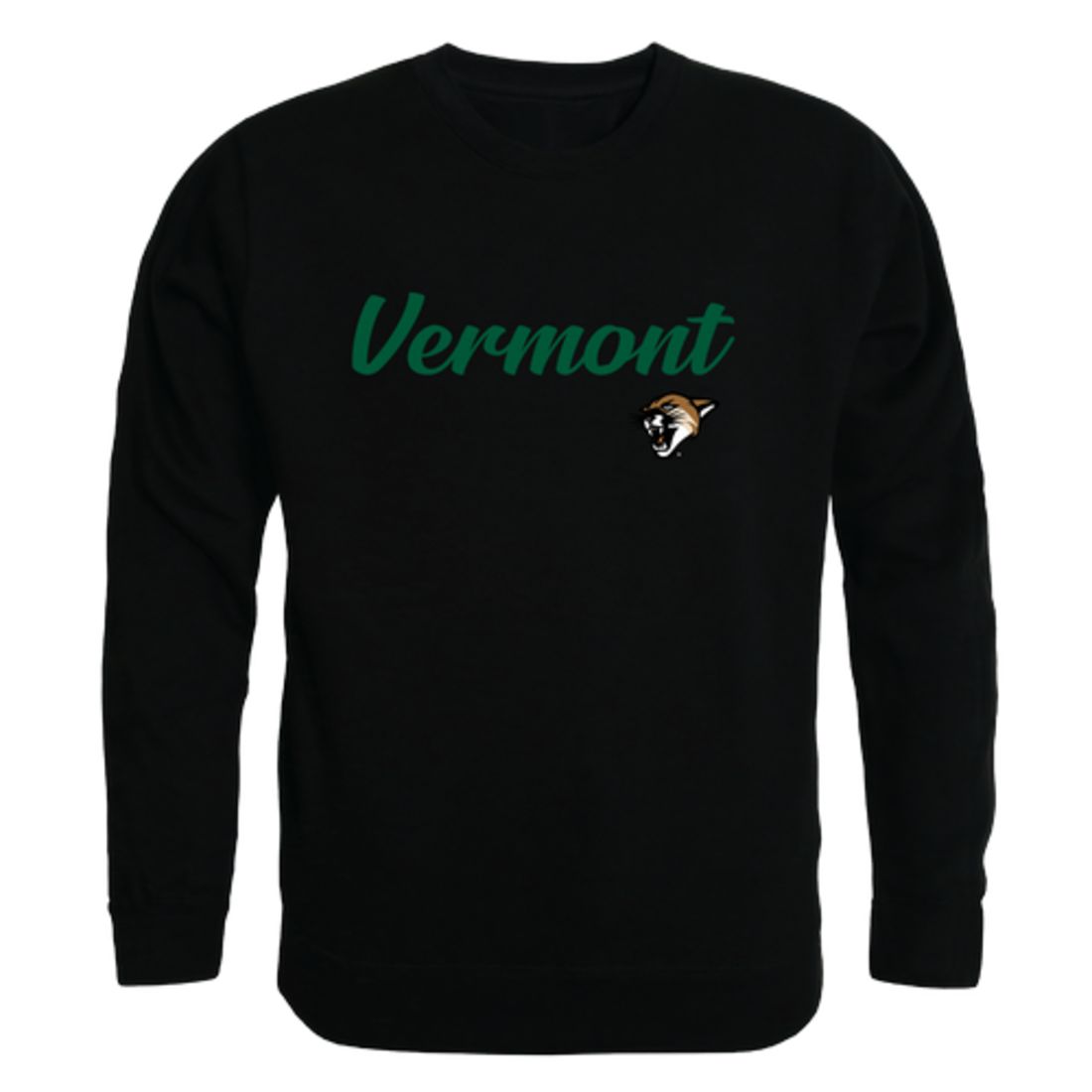 UVM University of Vermont Catamounts Script Crewneck Pullover Sweatshirt Sweater Black-Campus-Wardrobe