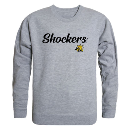 WSU Wichita State University Shockers Script Crewneck Pullover Sweatshirt Sweater Black-Campus-Wardrobe
