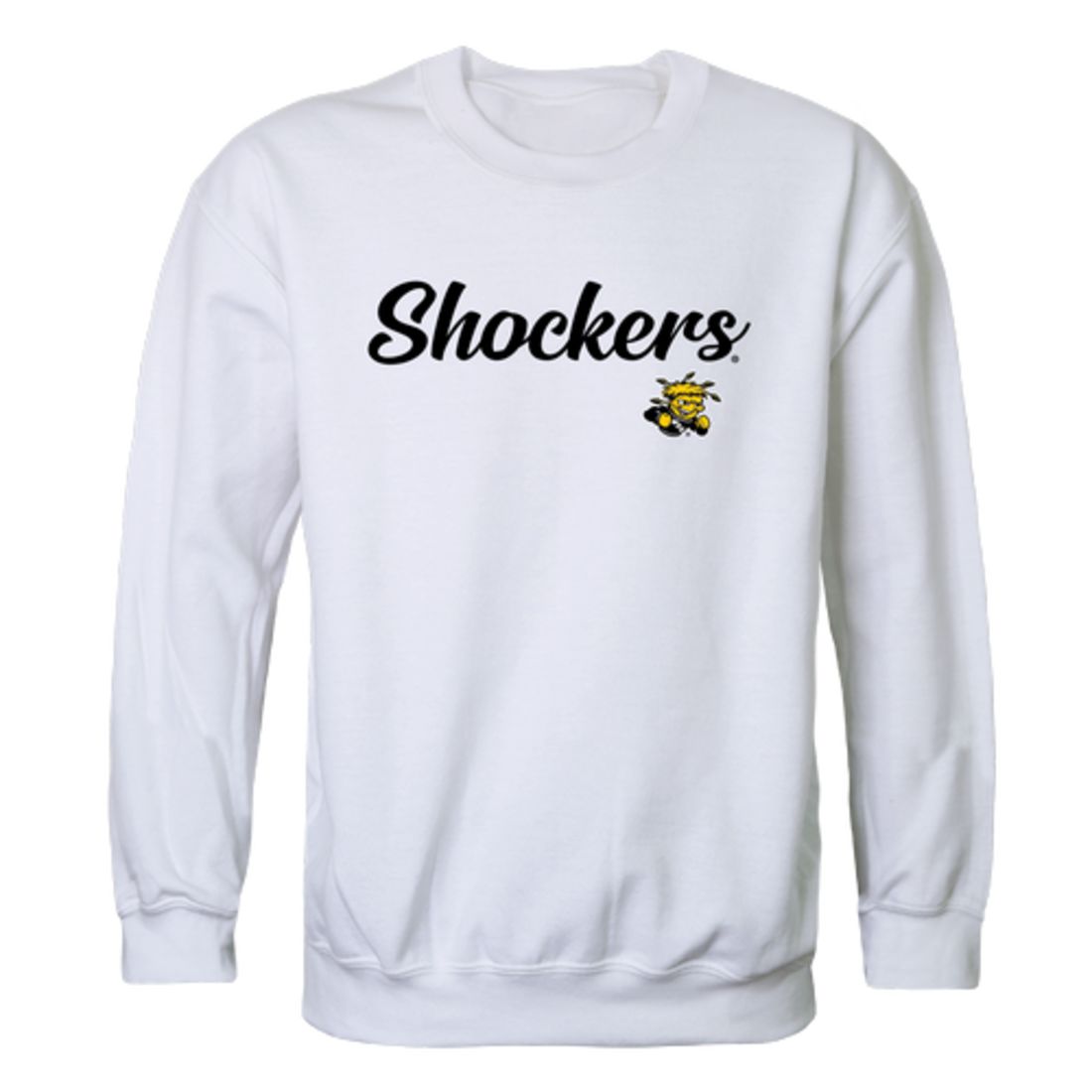 WSU Wichita State University Shockers Script Crewneck Pullover Sweatshirt Sweater Black-Campus-Wardrobe