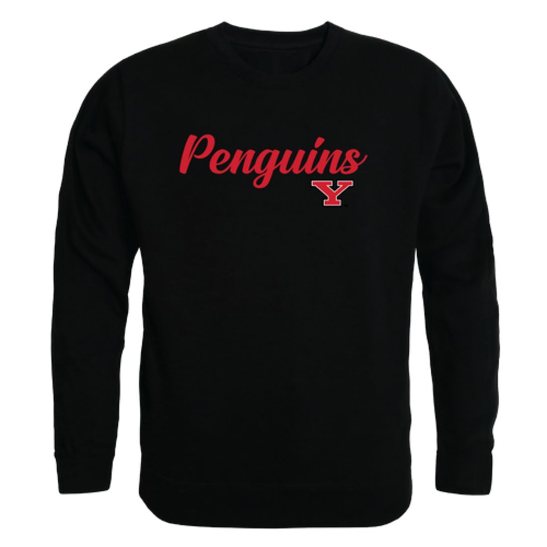YSU Youngstown State University Penguins Script Crewneck Pullover Sweatshirt Sweater Black-Campus-Wardrobe