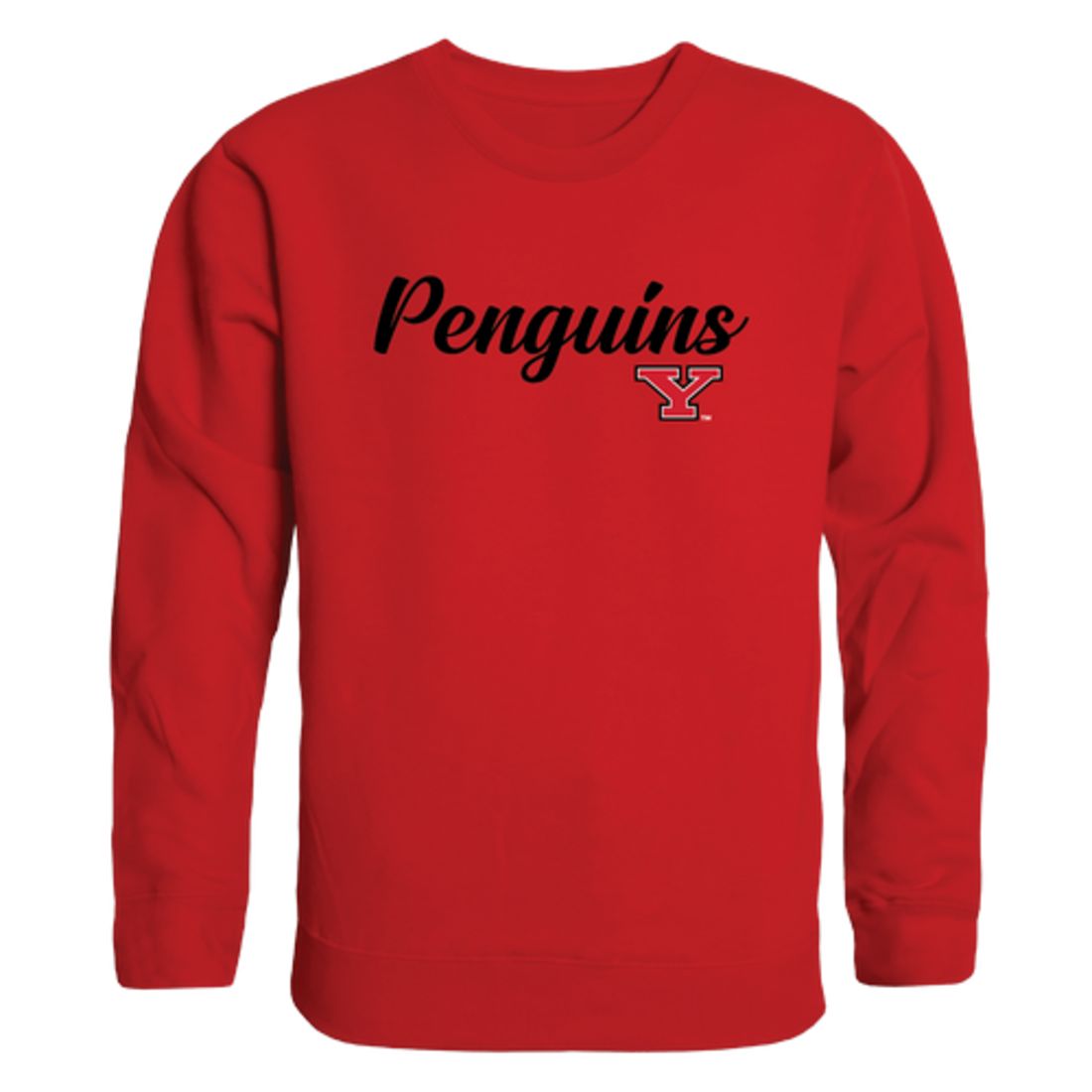 YSU Youngstown State University Penguins Script Crewneck Pullover Sweatshirt Sweater Black-Campus-Wardrobe