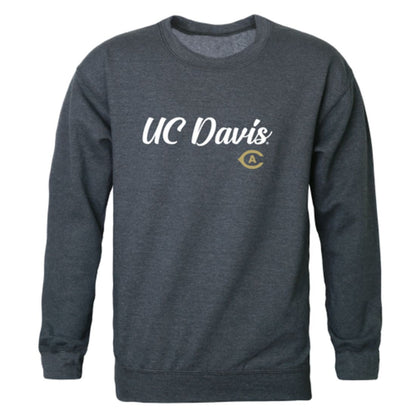 UC Davis University of California Aggies Script Crewneck Pullover Sweatshirt Sweater Heather Charcoal-Campus-Wardrobe