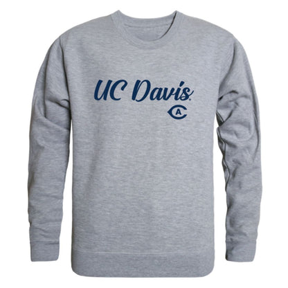 UC Davis University of California Aggies Script Crewneck Pullover Sweatshirt Sweater Heather Charcoal-Campus-Wardrobe