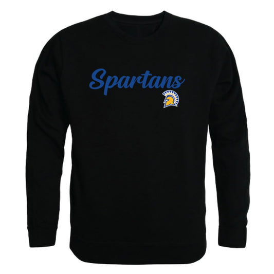 SJSU San Jose State University Spartans Script Crewneck Pullover Sweatshirt Sweater Black-Campus-Wardrobe