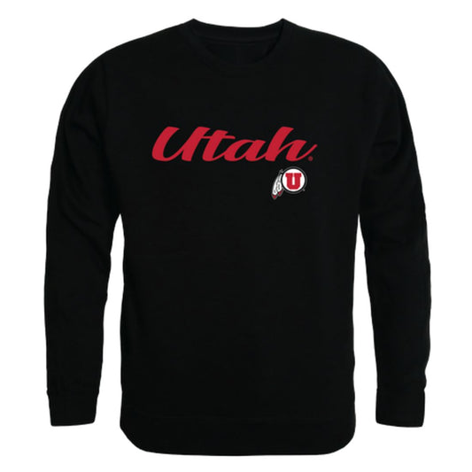 University of Utah Utes Script Crewneck Pullover Sweatshirt Sweater Black-Campus-Wardrobe