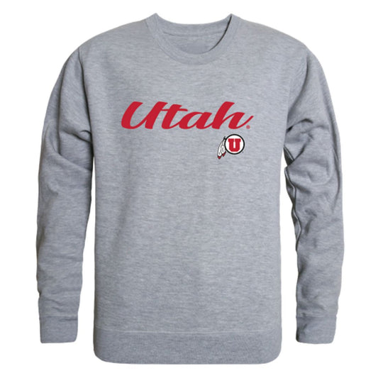 Mouseover Image, University of Utah Utes Script Crewneck Pullover Sweatshirt Sweater Black-Campus-Wardrobe