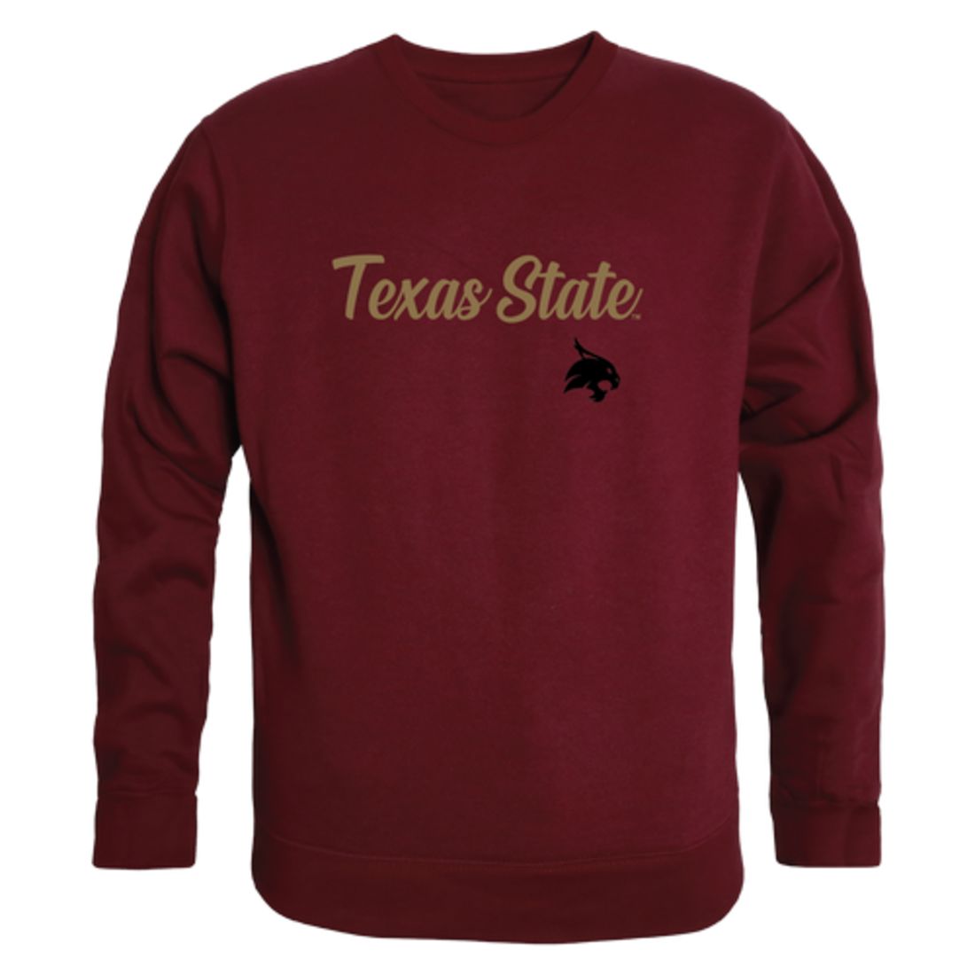 Texas State University Bobcats Script Crewneck Pullover Sweatshirt Sweater Black-Campus-Wardrobe