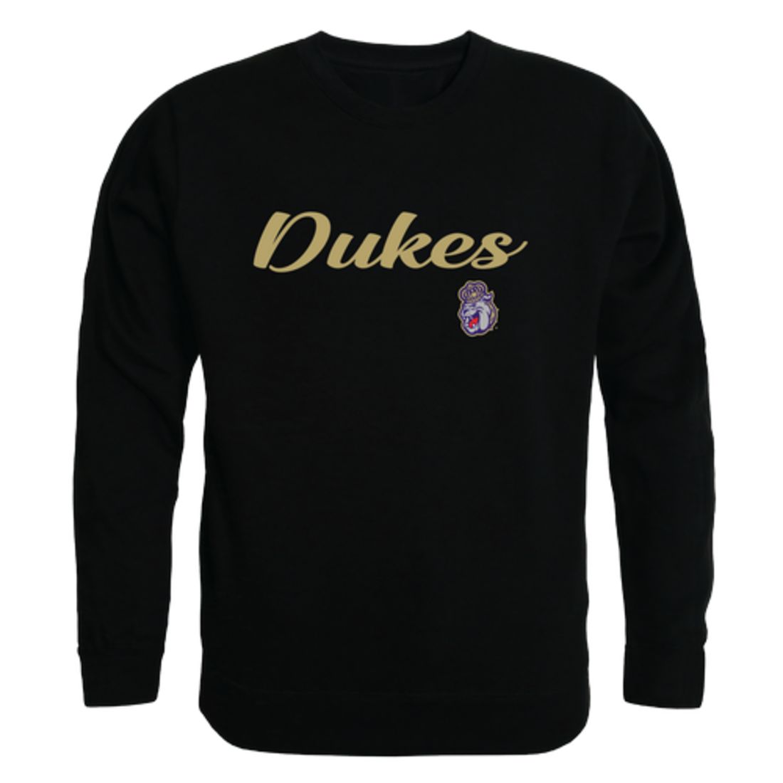 JMU James Madison University Dukes Script Crewneck Pullover Sweatshirt Sweater Black-Campus-Wardrobe