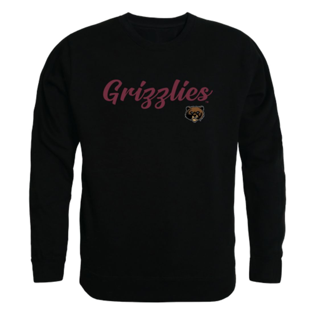 UM University of Montana Grizzlies Script Crewneck Pullover Sweatshirt Sweater Black-Campus-Wardrobe