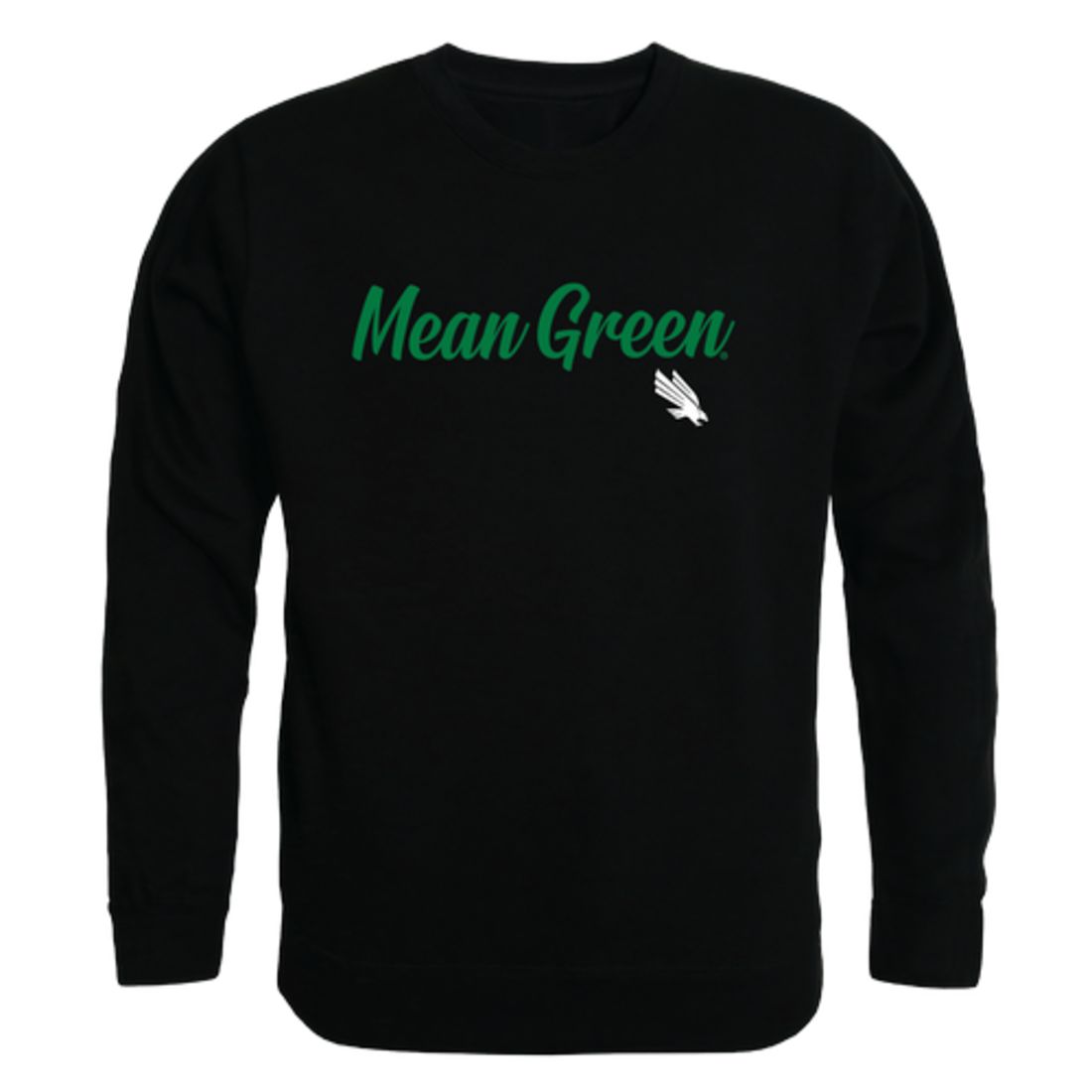 UNT University of North Texas Mean Green Script Crewneck Pullover Sweatshirt Sweater Black-Campus-Wardrobe