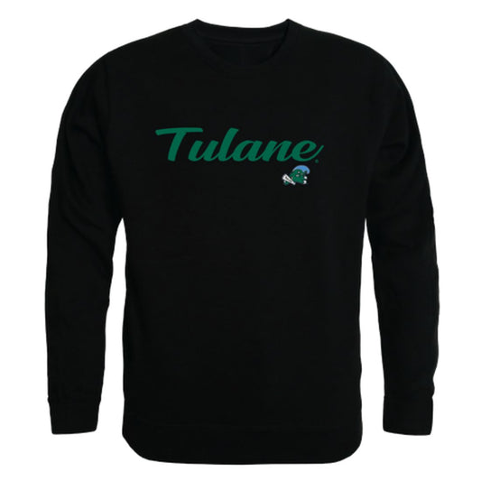 Tulane University Green Waves Script Crewneck Pullover Sweatshirt Sweater Black-Campus-Wardrobe
