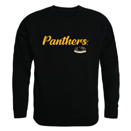 UW University of Wisconsin Milwaukee Panthers Script Crewneck Pullover Sweatshirt Sweater Black-Campus-Wardrobe