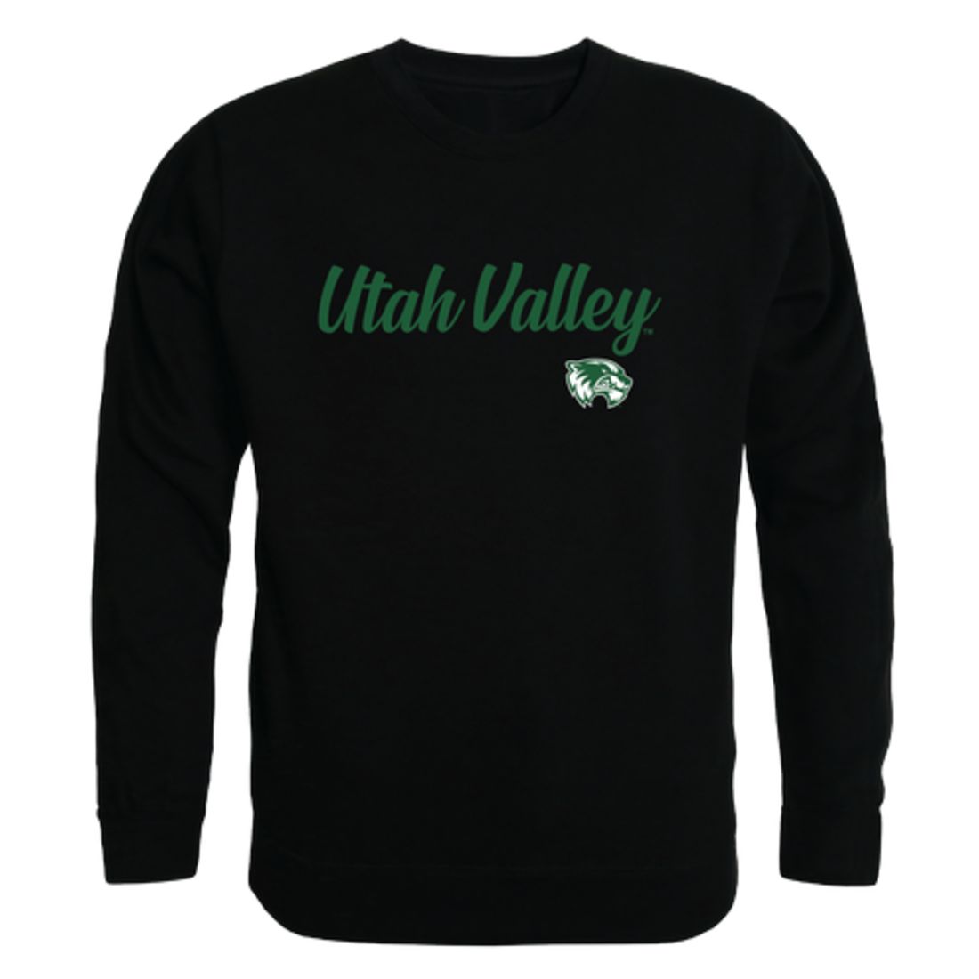 UVU Utah Valley University Wolverines Script Crewneck Pullover Sweatshirt Sweater Black-Campus-Wardrobe
