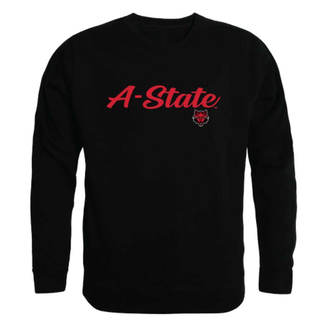 Arkansas State University A-State Red Wolves Script Crewneck Pullover Sweatshirt Sweater Black-Campus-Wardrobe