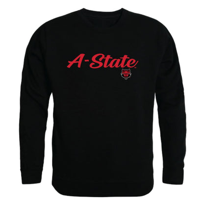 Arkansas State University A-State Red Wolves Script Crewneck Pullover Sweatshirt Sweater Black-Campus-Wardrobe