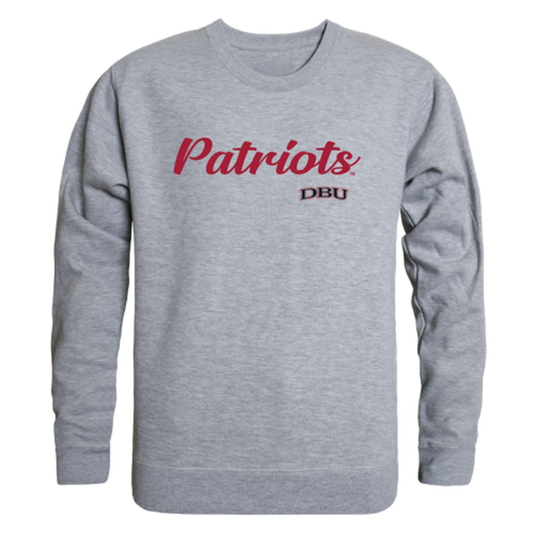 DBU Dallas Baptist University Patriot Script Crewneck Pullover Sweatshirt Sweater Black-Campus-Wardrobe