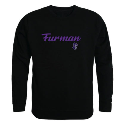 Furman University Paladins Script Crewneck Pullover Sweatshirt Sweater Black-Campus-Wardrobe