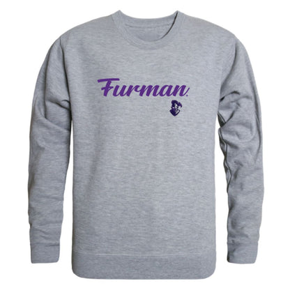 Furman University Paladins Script Crewneck Pullover Sweatshirt Sweater Black-Campus-Wardrobe
