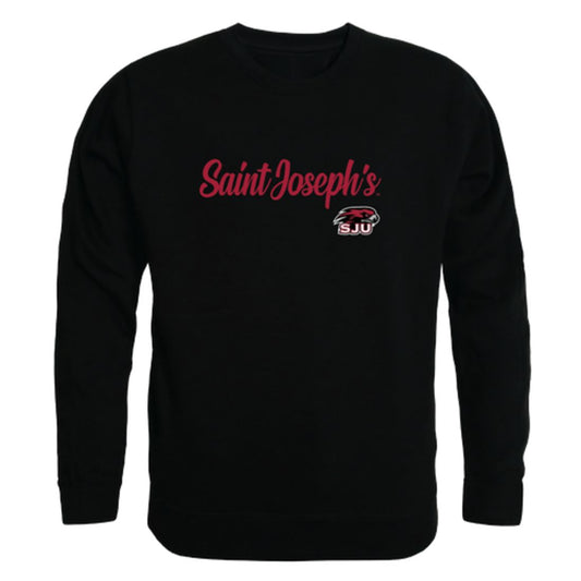 Saint Joseph's University Hawks Script Crewneck Pullover Sweatshirt Sweater Black-Campus-Wardrobe