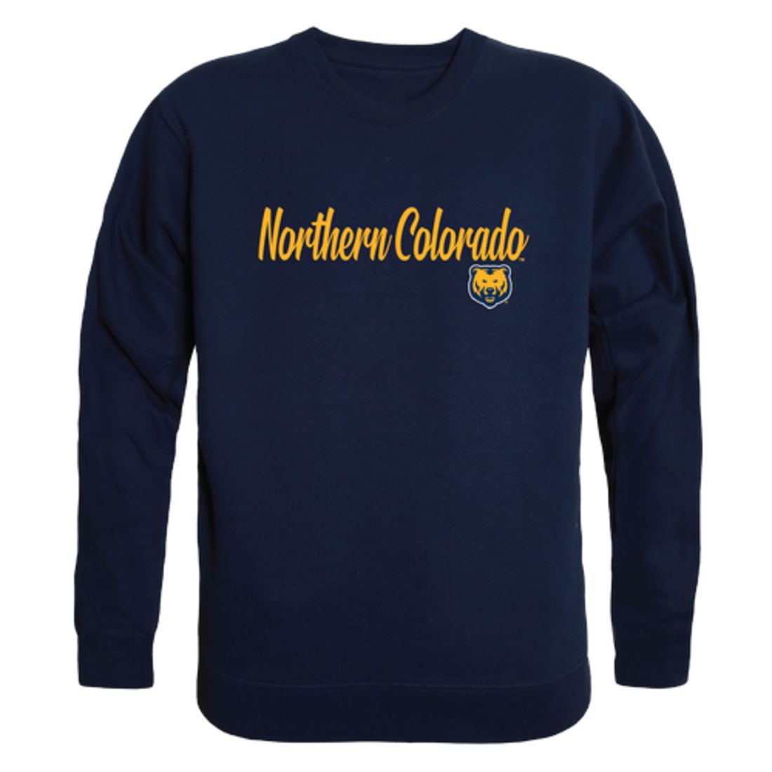 University of Northern Colorado Bears Script Crewneck Pullover Sweatshirt Sweater Black-Campus-Wardrobe