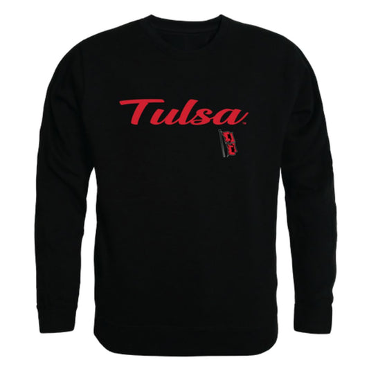 University of Tulsa Golden Golden Hurricane Script Crewneck Pullover Sweatshirt Sweater Black-Campus-Wardrobe