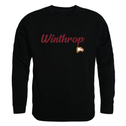 Winthrop University Eagles Script Crewneck Pullover Sweatshirt Sweater Black-Campus-Wardrobe
