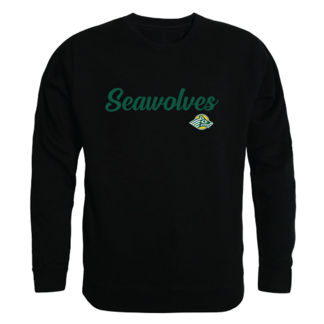 UAA University of Alaska Anchorage Sea Wolves Script Crewneck Pullover Sweatshirt Sweater Black-Campus-Wardrobe