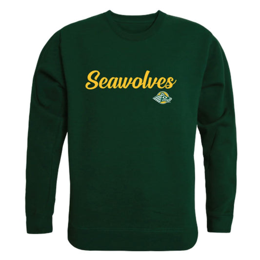 Mouseover Image, UAA University of Alaska Anchorage Sea Wolves Script Crewneck Pullover Sweatshirt Sweater Black-Campus-Wardrobe