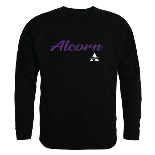 Alcorn State University Braves Script Crewneck Pullover Sweatshirt Sweater Black-Campus-Wardrobe
