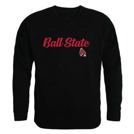 BSU Ball State University Cardinals Script Crewneck Pullover Sweatshirt Sweater Black-Campus-Wardrobe