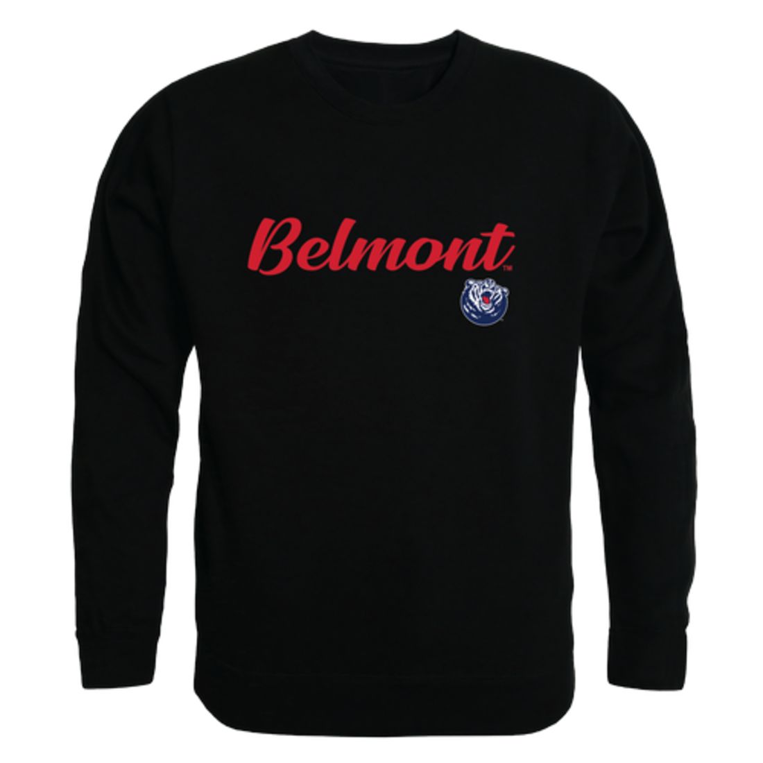 Belmont State University Bruins Script Crewneck Pullover Sweatshirt Sweater Black-Campus-Wardrobe