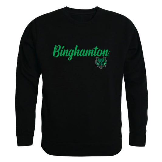 SUNY Binghamton University Bearcats Script Crewneck Pullover Sweatshirt Sweater Black-Campus-Wardrobe