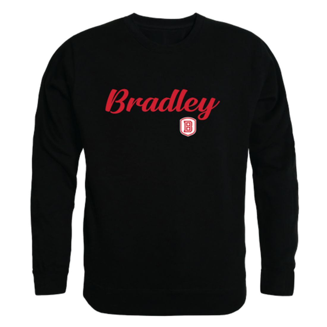 Bradley University Braves Script Crewneck Pullover Sweatshirt Sweater Black-Campus-Wardrobe