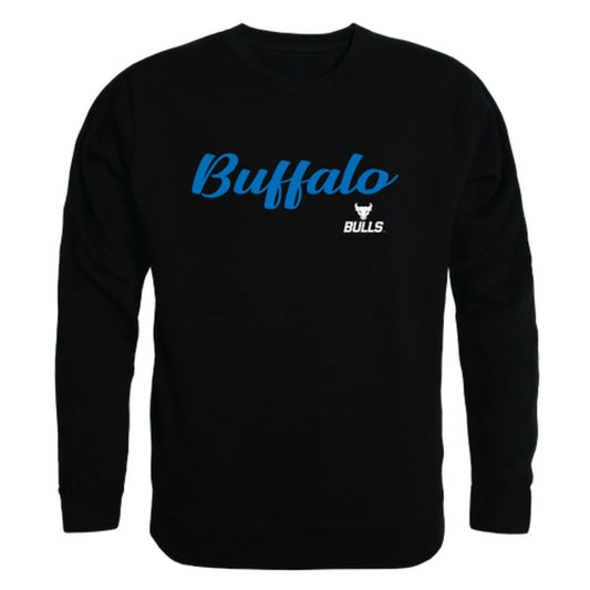 SUNY University at Buffalo Bulls Script Crewneck Pullover Sweatshirt Sweater Black-Campus-Wardrobe