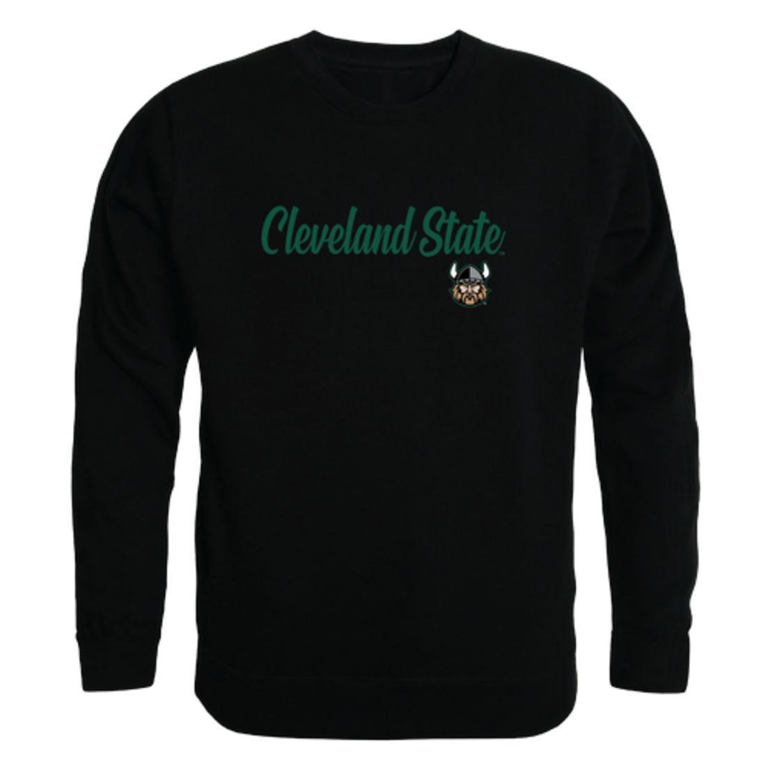 CSU Cleveland State University Vikings Script Crewneck Pullover Sweatshirt Sweater Black-Campus-Wardrobe