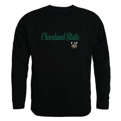 CSU Cleveland State University Vikings Script Crewneck Pullover Sweatshirt Sweater Black-Campus-Wardrobe