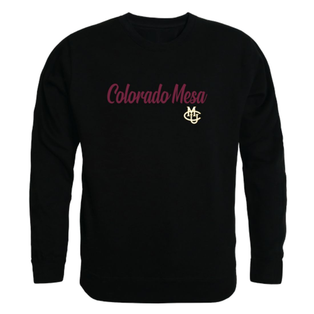 CMU Colorado Mesa University Maverick Script Crewneck Pullover Sweatshirt Sweater Black-Campus-Wardrobe