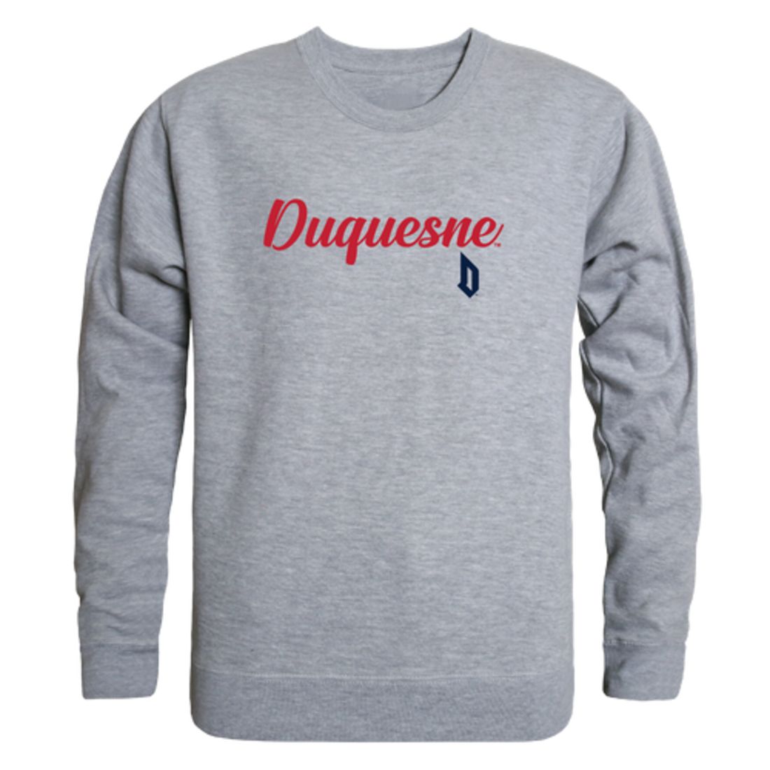 Duquesne University Dukes Script Crewneck Pullover Sweatshirt Sweater Black-Campus-Wardrobe