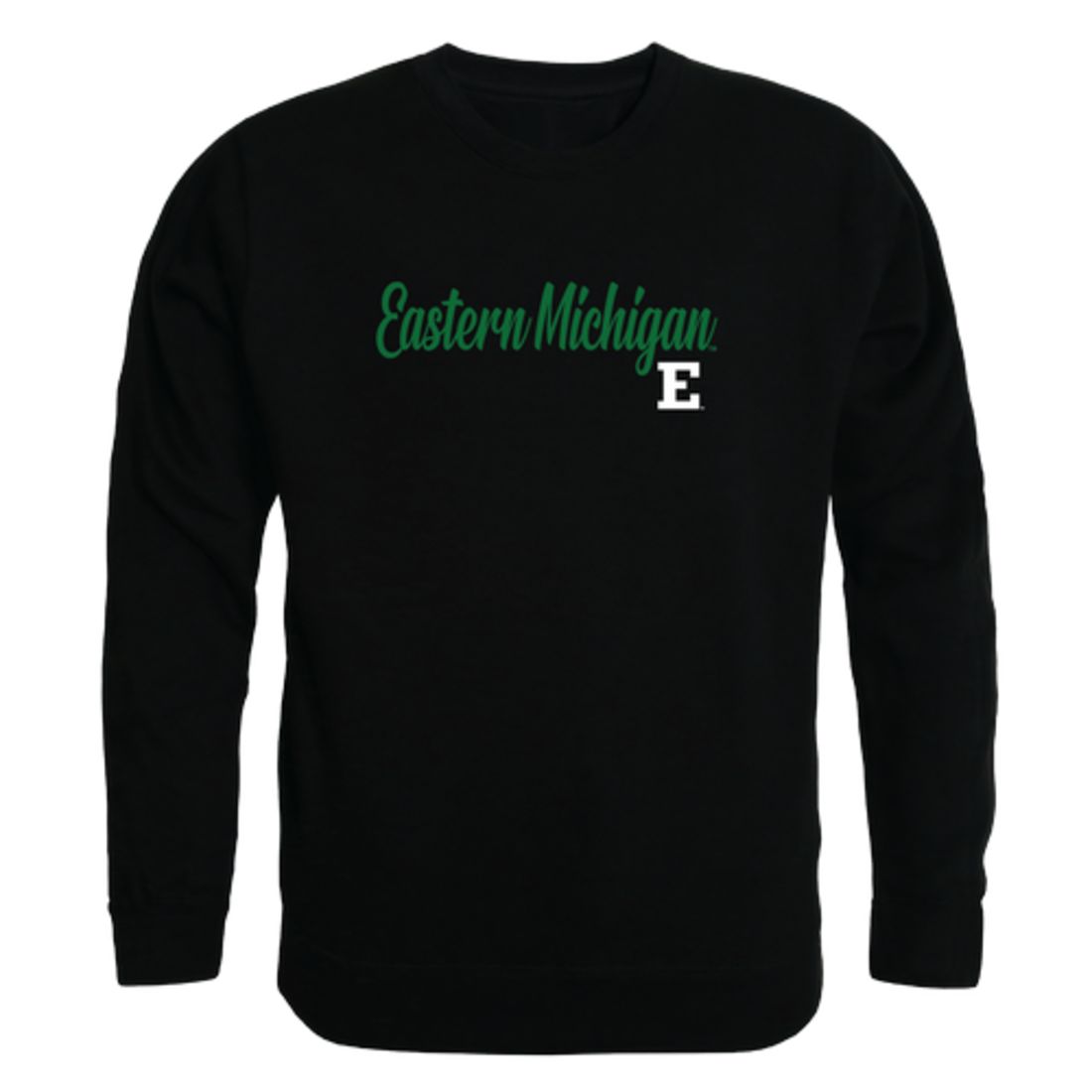 EMU Eastern Michigan University Eagles Script Crewneck Pullover Sweatshirt Sweater Black-Campus-Wardrobe
