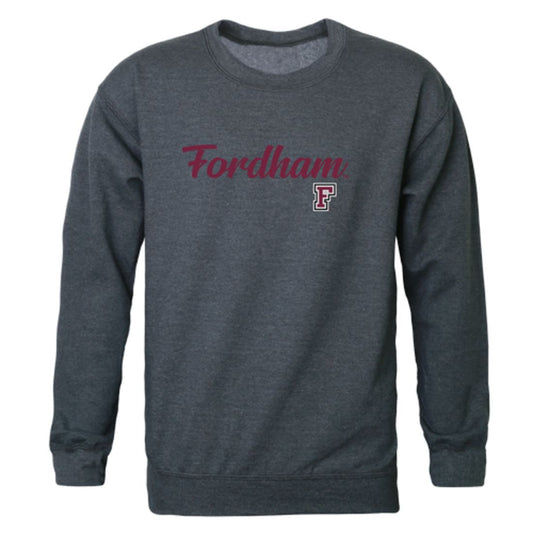 Fordham University Rams Script Crewneck Pullover Sweatshirt Sweater Heather Charcoal-Campus-Wardrobe