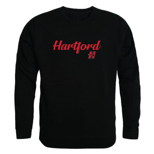 University of Hartford Hawks Script Crewneck Pullover Sweatshirt Sweater Black-Campus-Wardrobe