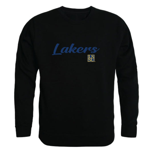 LSSU Lake Superior State University Lakers Script Crewneck Pullover Sweatshirt Sweater Black-Campus-Wardrobe