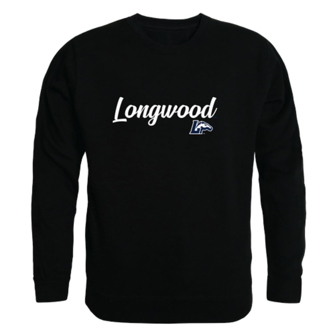 Longwood University Lancers Script Crewneck Pullover Sweatshirt Sweater Black-Campus-Wardrobe