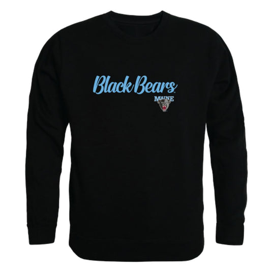UMaine University of Maine Black Bears Script Crewneck Pullover Sweatshirt Sweater Black-Campus-Wardrobe